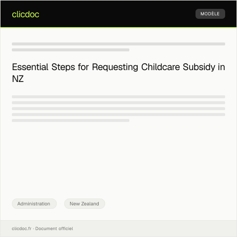 Document preview: Request for Childcare Subsidy from Work and Income — Administration, New Zealand