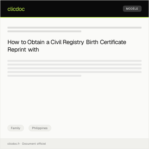 Document preview: Request for Civil Registry Birth Certificate Reprint with Apostille — Family, Philippines