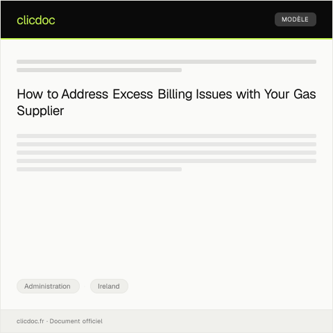 Document preview: Request for Clarification on Excess Billing from Gas Supplier — Administration, Ireland