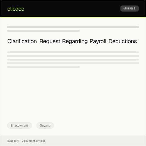 Document preview: Request for Clarification on Salary Deduction from Employer’s Payroll — Employment, Guyana