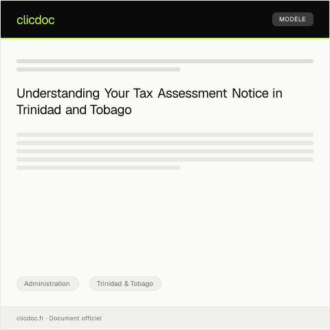 Document preview: Request for Clarification on Tax Assessment Notice from the Board of Inland Revenue — Administration, Trinidad & Tobago