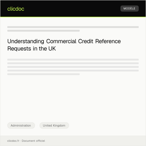 Document preview: Request for Commercial Credit Reference — Administration, United Kingdom