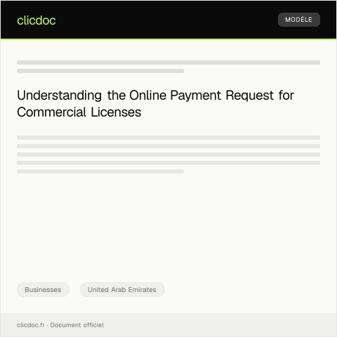 Document preview: Request for Payment of Commercial Licenses via online portal — Businesses, United Arab Emirates