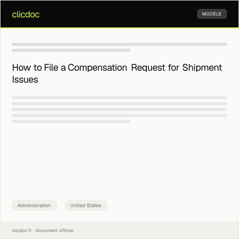 Document preview: Request for Compensation for Lost or Damaged Shipment — Administration, United States