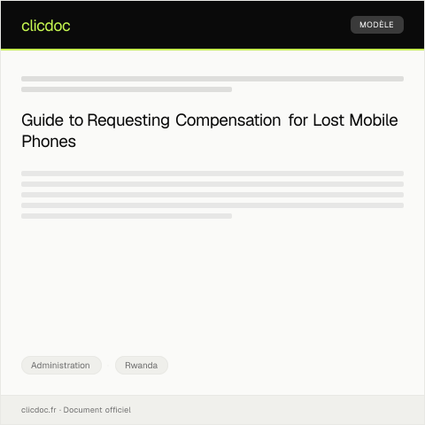 Document preview: Request for Compensation of Lost Mobile Phone under Insurance — Administration, Rwanda
