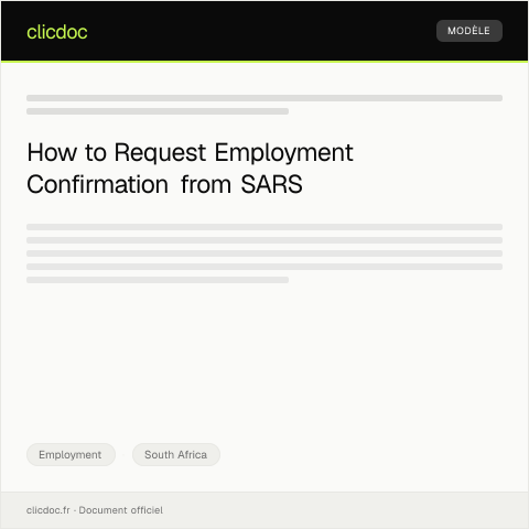 Document preview: Request for Confirmation of Employment — Employment, South Africa