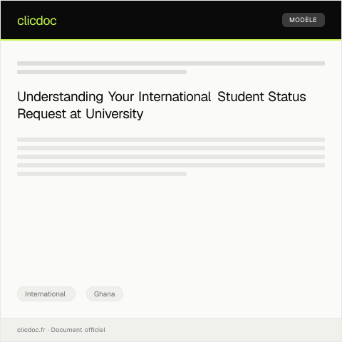 Document preview: Request for Confirmation of International Student Status at University of Ghana — International, Ghana