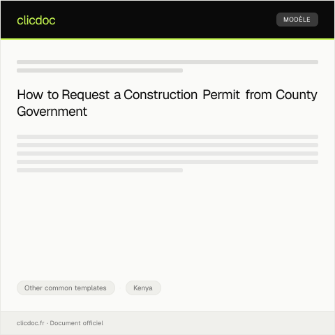 Document preview: Request for Construction Permit from County Government — Other common templates, Kenya