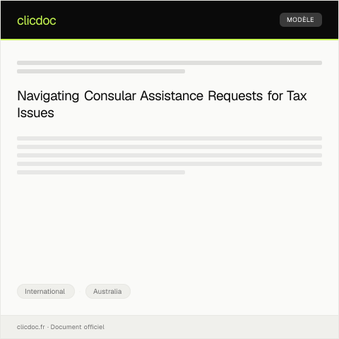 Document preview: Request for Consular Assistance Abroad — International, Australia