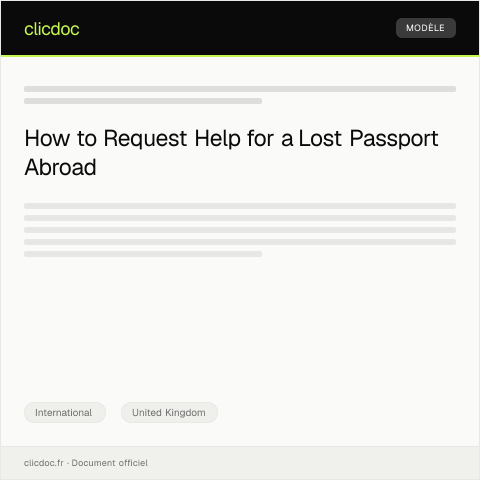 Document preview: Request for Consular Assistance for Lost Passport — International, United Kingdom