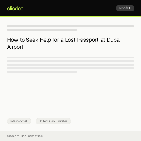 Document preview: Request for Consular Assistance Regarding Lost Passport at Dubai Airport — International, United Arab Emirates