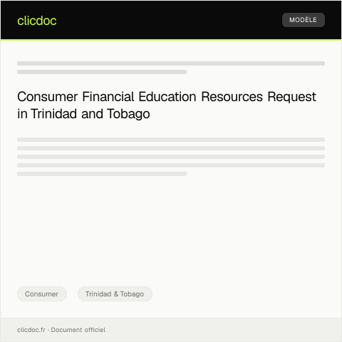 Document preview: Request for Consumer Financial Education Resources — Consumer, Trinidad & Tobago