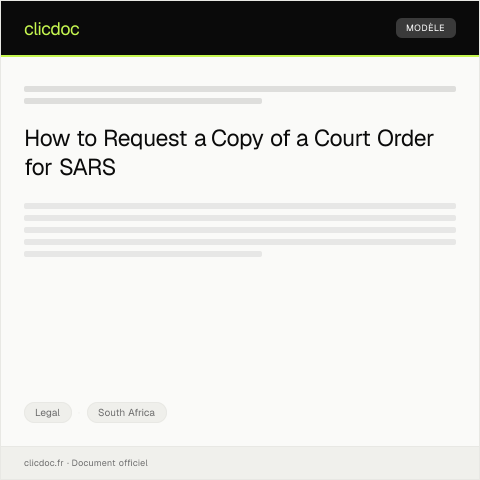 Document preview: Request for Copy of Court Order in Civil Case — Legal, South Africa