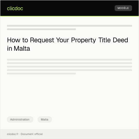 Document preview: Request for Copy of Property Title Deed — Administration, Malta
