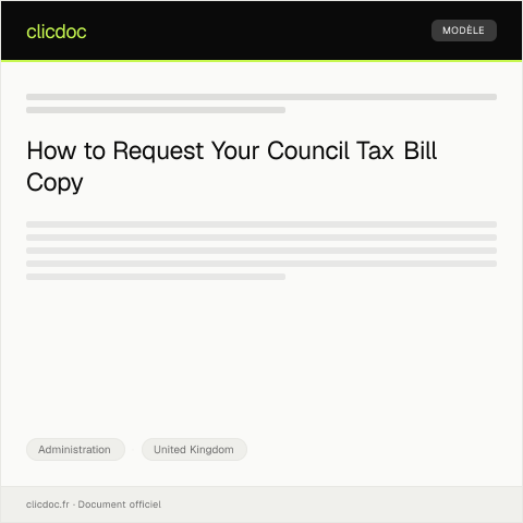 Document preview: Request for Council Tax Bill Copy — Administration, United Kingdom