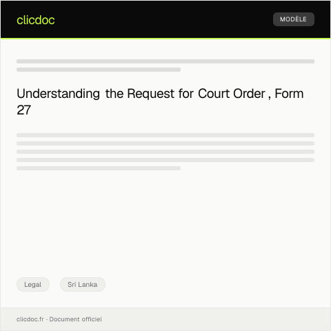 Document preview: Request for Court Order – Form 27 — Legal, Sri Lanka