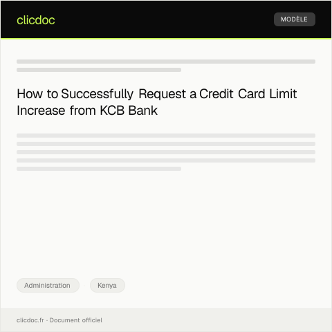 Document preview: Request for Credit Card Limit Increase from KCB Bank — Administration, Kenya