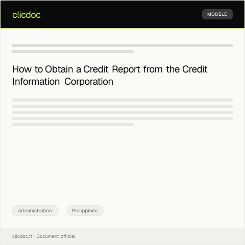 Document preview: Request for Credit Report from the Credit Information Corporation — Administration, Philippines