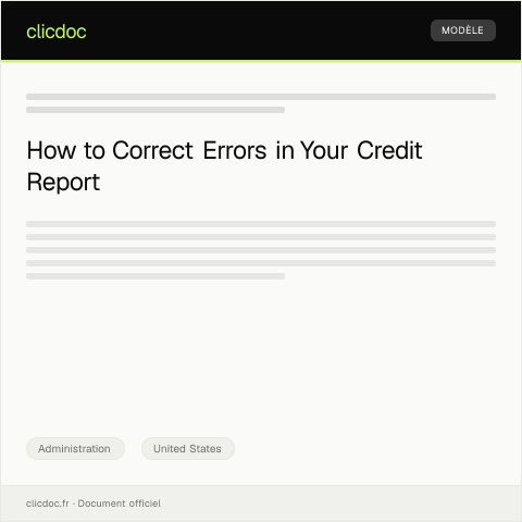 Document preview: Request for Credit Report Correction — Administration, United States