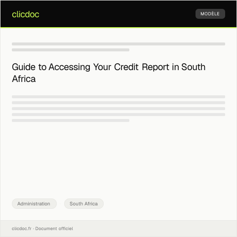 Document preview: Request for Credit Report from a South African Credit Bureau — Administration, South Africa