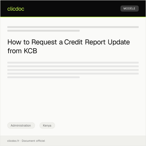 Document preview: Request for Credit Report Update from Kenya Commercial Bank — Administration, Kenya
