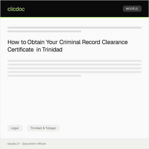 Document preview: Request for criminal record clearance certificate — Legal, Trinidad & Tobago