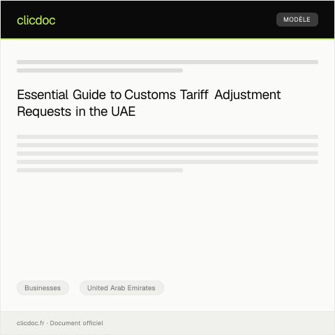 Document preview: Request for Customs Tariff Adjustment — Businesses, United Arab Emirates