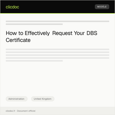 Document preview: Request for Criminal Record Check (DBS) Certificate — Administration, United Kingdom