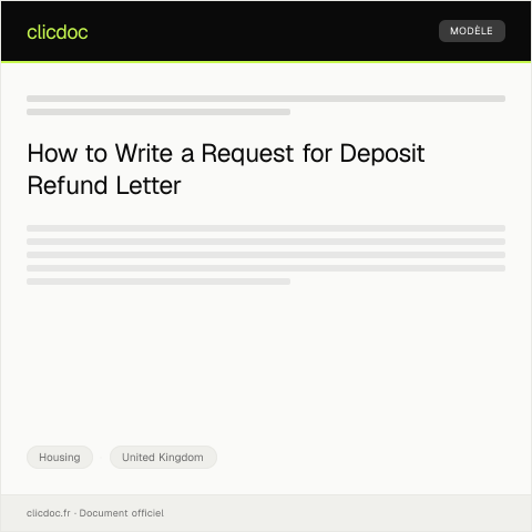 Document preview: Request for Deposit Refund — Housing, United Kingdom