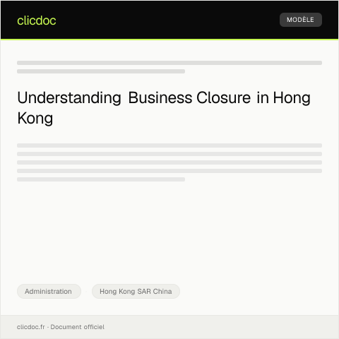 Document preview: Request for Deregistration or Closure of Business — Administration, Hong Kong SAR China
