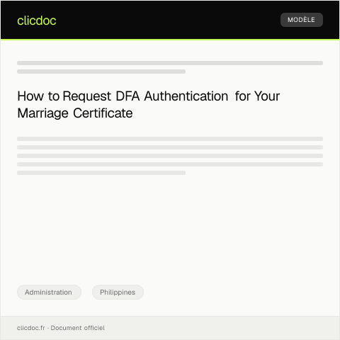 Document preview: Request for DFA Authentication of Marriage Certificate for Overseas Deployment — Administration, Philippines