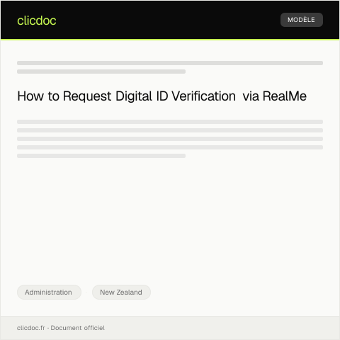 Document preview: Request for Digital ID Verification through RealMe — Administration, New Zealand