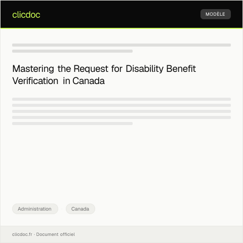Document preview: Request for Disability Benefit Verification — Administration, Canada