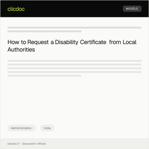 Document preview: Request for Certificate of Disability from Local Authorities — Administration, India
