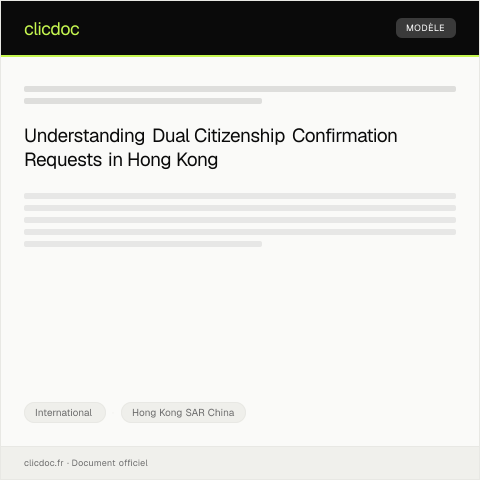 Document preview: Request for Dual Citizenship Confirmation from HK Immigration Office — International, Hong Kong SAR China