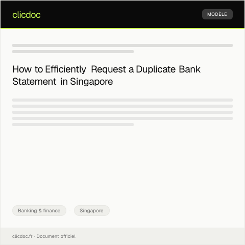 Document preview: Request for Duplicate Bank Statement — Banking & finance, Singapore