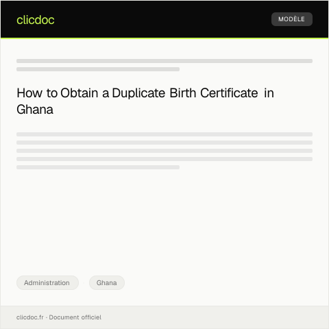 Document preview: Request for Duplicate Birth Certificate from Registrar General’s Department — Administration, Ghana