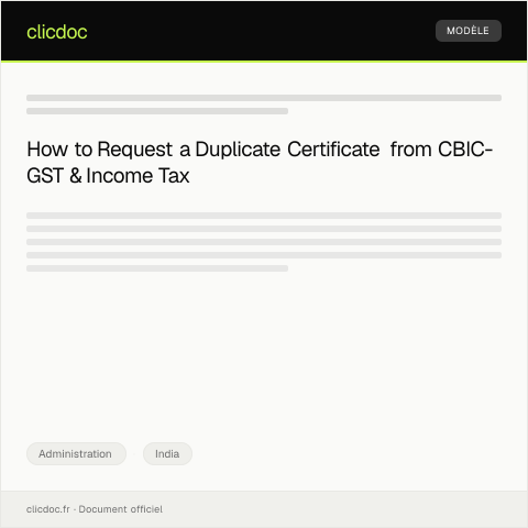 Document preview: Request for Issuance of Duplicate Certificate — Administration, India