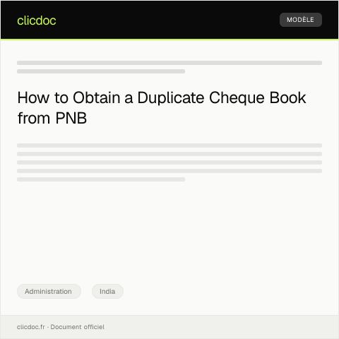 Document preview: Request for Issuance of Duplicate Cheque Book from Punjab National Bank — Administration, India