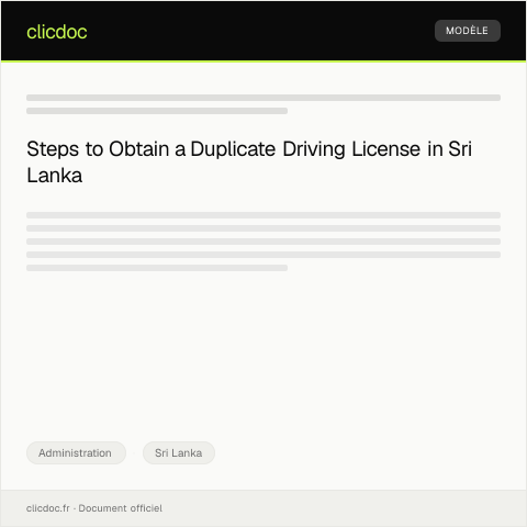 Document preview: Request for Duplicate of Driving License from Department of Motor Traffic — Administration, Sri Lanka