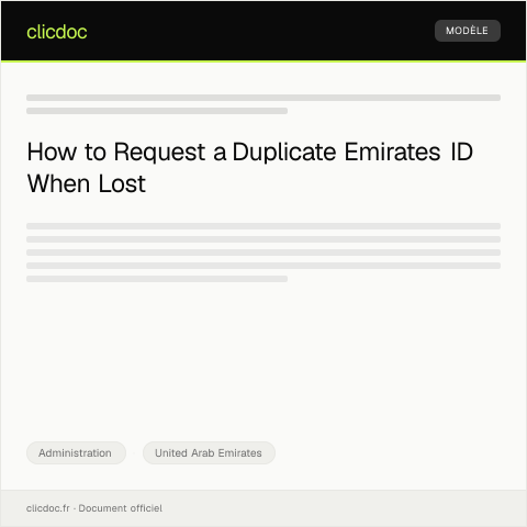 Document preview: Request for Duplicate of Emirates ID in case of Loss — Administration, United Arab Emirates