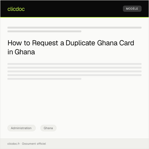 Document preview: Request for Duplicate Ghana Card at National Identification Authority — Administration, Ghana