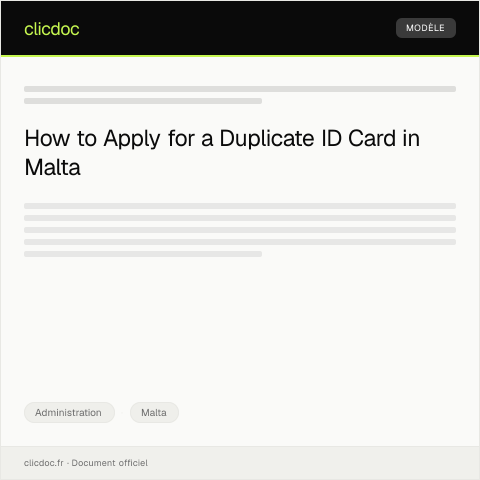 Document preview: Request for a Duplicate ID Card — Administration, Malta
