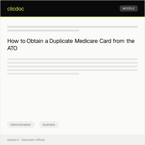Document preview: Request for Duplicate Medicare Card — Administration, Australia