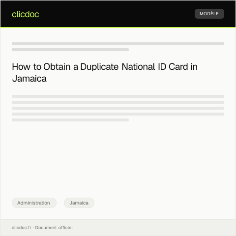 Document preview: Request for Duplicate of National ID Card from NIDS — Administration, Jamaica
