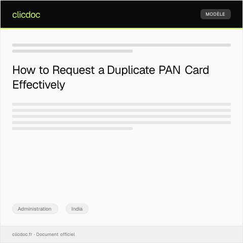 Document preview: Request for Duplicate PAN Card due to Loss or Theft — Administration, India