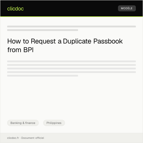Document preview: Request for Duplicate Passbook from Bank of the Philippine Islands — Banking & finance, Philippines