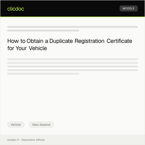 Document preview: Request for duplicate registration certificate for my car — Vehicle, New Zealand