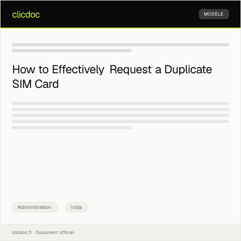 Document preview: Request for Duplicate SIM Card from Telecom Operator — Administration, India