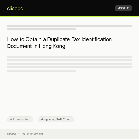 Document preview: Request for Duplicate of Tax Identification Document — Administration, Hong Kong SAR China
